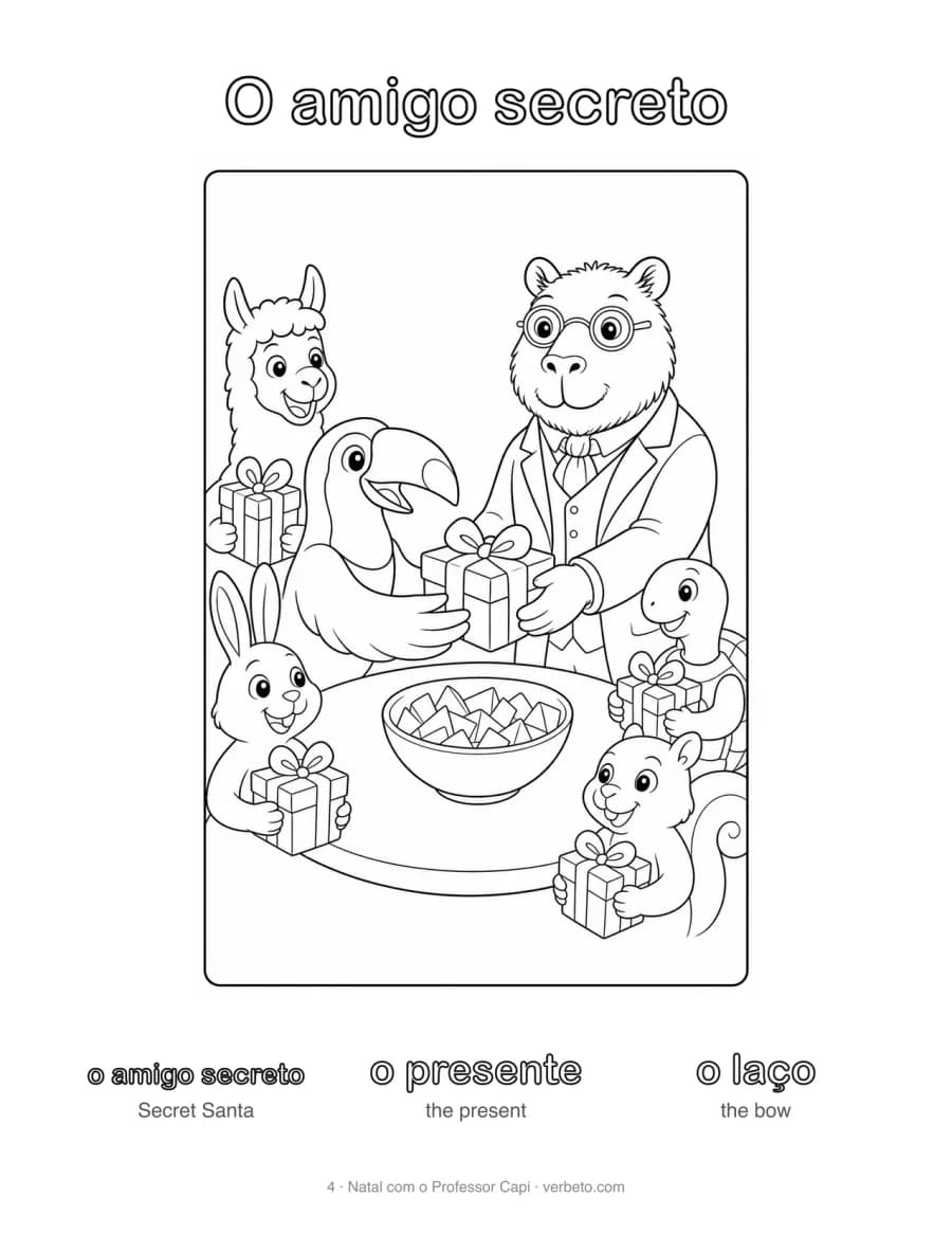 O amigo secreto: Secret Santa, a page to print