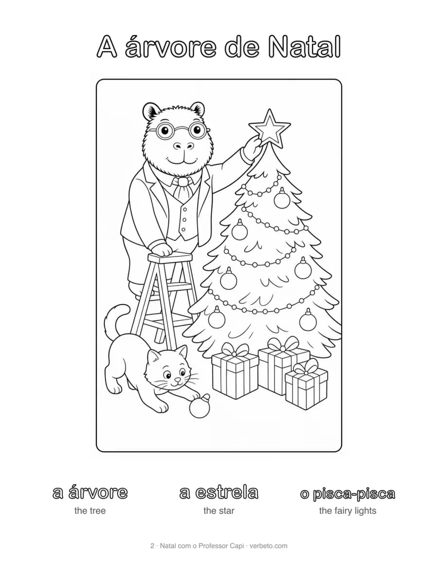 A árvore de Natal: The Christmas tree, a page to print