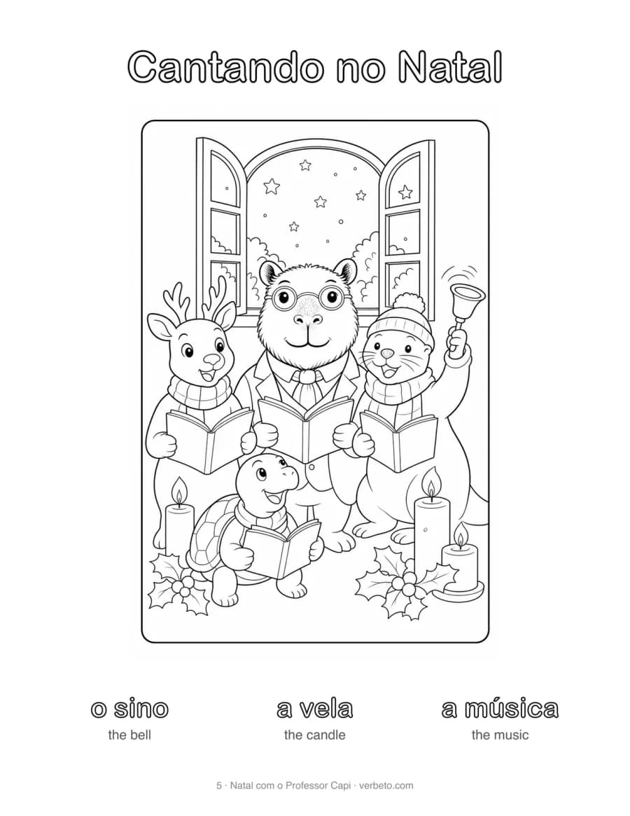 Cantando no Natal: Singing at Christmas, a page to print