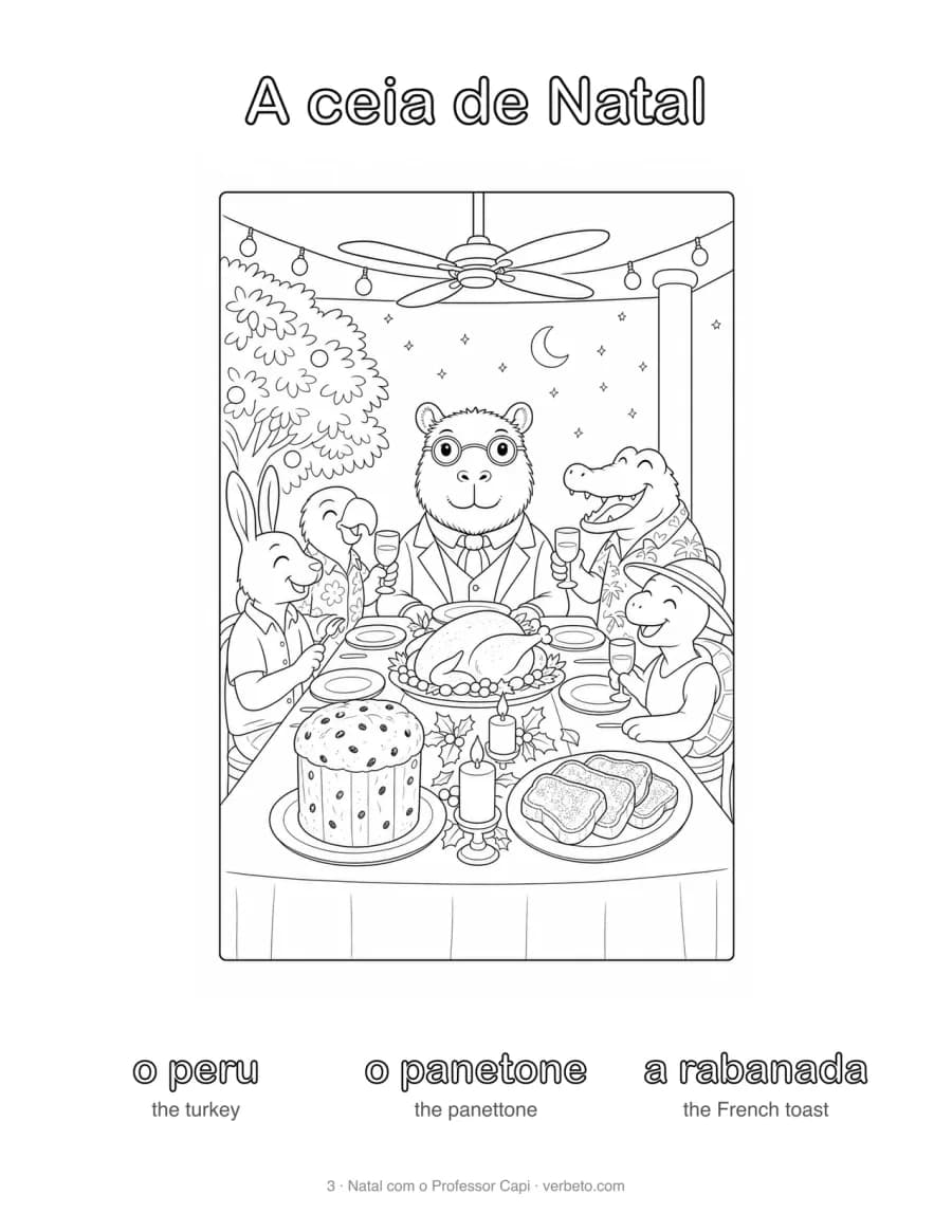 A ceia de Natal: Christmas Eve dinner, a page to print