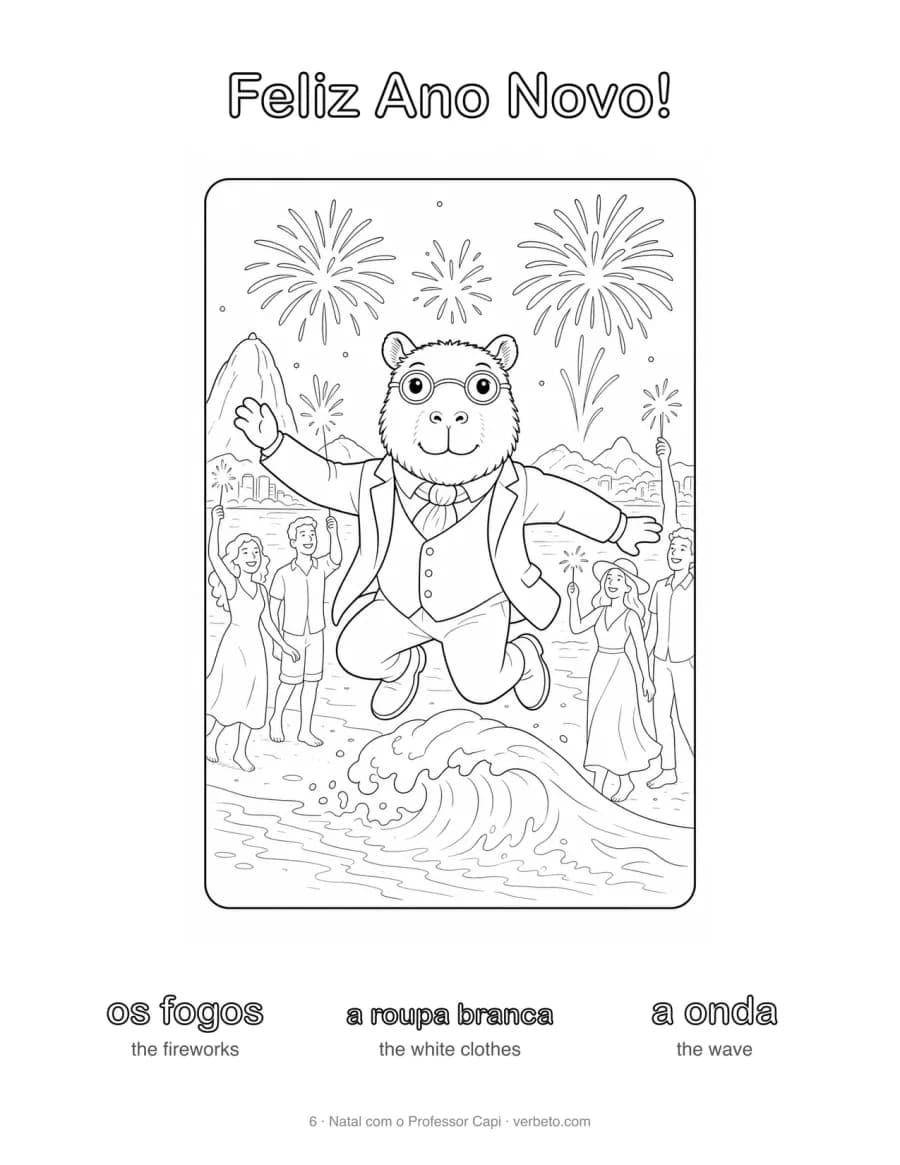 Feliz Ano Novo!: Happy New Year!, a page to print